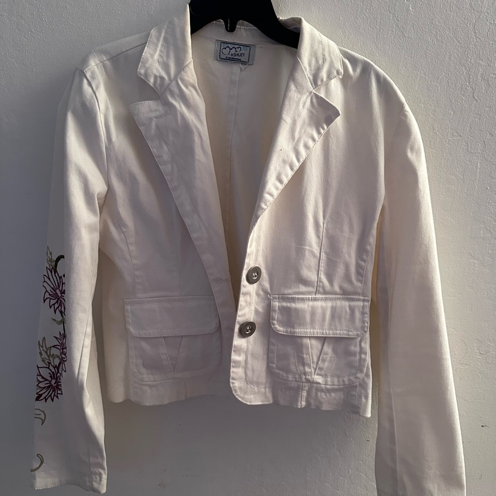 Ashley By 26 International Cream Blazer with Floral Detail